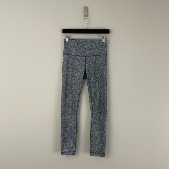 Lululemon Wunder Under Hi Rise Pant Rio Mist White Black Leggings Size 6 - Picture 1 of 7